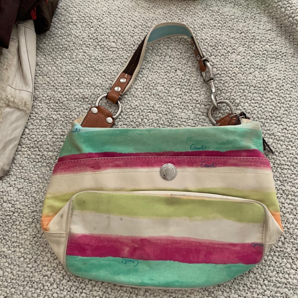 Used Coach signature Hampton colorful bag